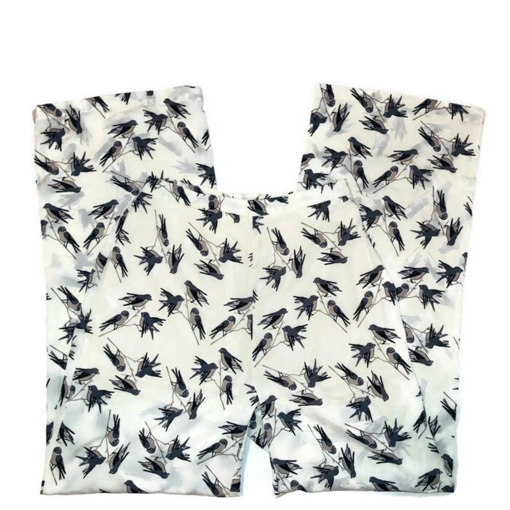 Bird Print Wide Leg Pants